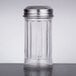 A Tablecraft fluted glass salt and pepper shaker with a stainless steel lid.