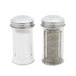 Two Tablecraft fluted glass salt and pepper shakers with stainless steel tops.