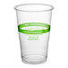 A World Centric compostable plastic cup with a green band.
