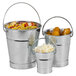 An American Metalcraft mini galvanized pail filled with chicken nuggets and coleslaw.