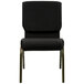 A black Flash Furniture church chair with a dot pattern and gold legs.