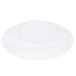 A bright white saucer with a round edge.