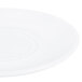 A white saucer with a circular edge.