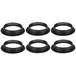 Six black Silikomart thermoplastic composite tart rings with holes.