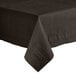 A chocolate brown Hoffmaster Cellutex table cover with a folded edge on a table.
