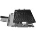 A black and silver square panini press with a solid bottom plate.