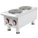 A silver APW Wyott countertop electric range with two burners.