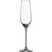 A clear Schott Zwiesel Fortissimo wine flute with a long stem.