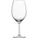 A clear Schott Zwiesel claret wine glass on a white background.