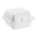 A white Genpak foam container with a hinged lid.