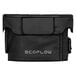 A black EcoFlow waterproof bag with white text.