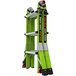 A green and orange Little Giant Dark Horse 2.0 ladder with wheels.