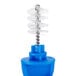 A blue plastic San Jamar Kleen Plug with white bristles.
