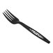 A Stalk Market black CPLA plastic fork with a black handle.