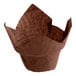 A Baker's Mark chocolate brown paper wrapper for a large high crown muffin on a white background.