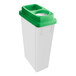 A white and green PourAway liquid waste disposal container with a green lid.
