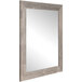 A BrandtWorks rectangular mirror with a gray barnwood frame.
