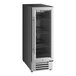 An AvaValley stainless steel beverage cooler with a full glass door.