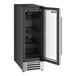 AvaValley black refrigerator with full glass doors.