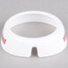 A white circular plastic Tablecraft dispenser collar with red lettering.