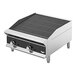A black Vollrath Cayenne medium-duty charbroiler with a stainless steel top.