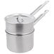 A Vollrath stainless steel double boiler pot with a handle and lid.