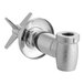 A silver Chicago Faucets remote straight valve with a metal handle.