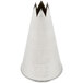 An Ateco silver metal cone-shaped open star piping tip.