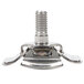 A close-up of a stainless steel Waring butterfly agitator screw with a nut on top.