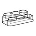 A black wire Cal-Mil Madison 2-tier rack with round black jars on a counter.