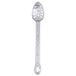 A Vollrath Jacob's Pride stainless slotted spoon with a white background.