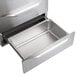 An Alto-Shaam stainless steel drawer warmer with a silver drawer open.