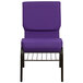 A purple Flash Furniture church chair with metal legs.