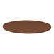 A brown circle table top on a white background.