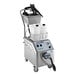 A Goodway commercial vapor steam cleaner with a cart and a bucket of liquid.