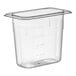 A Choice clear polycarbonate food pan with a lid.