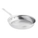 A silver Vollrath stainless steel fry pan with a handle.