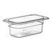 A Choice clear plastic food pan with a lid.