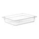 A clear Choice 1/2 size clear plastic food pan.