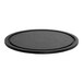 A Cal-Mil black wood round serving board with a black border.