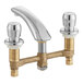 Two Chicago Faucets metering faucets with chrome and brass finishes.