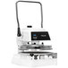 A white and black Proluxe Endurance X1 heavy-duty pizza dough press with a handle.