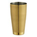 A Barfly gold cocktail shaker with a diamond lattice pattern.