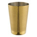 A gold Barfly cocktail shaker with a diamond pattern.