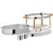 A Choice stainless steel and gold chafing dish on a table.