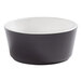 An American Metalcraft Unity black and white melamine bowl with a white rim.