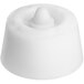 A white plastic round cap with a small round top.