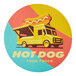A white Carnival King vinyl label with a yellow food truck and a hot dog on top.