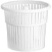 A white plastic basket with a handle.