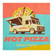 A white Carnival King customizable vinyl label with a square pizza image.